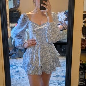 Altar'd State Light Blue Floral Mini Dress